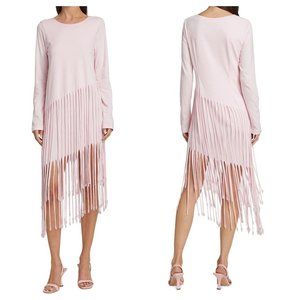 NWT $344 No Pise La Grama Veta Asymmetrical Beaded Fringe Tee Dress Sz 12